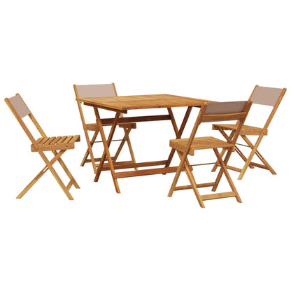Set da Pranzo da Giardino 5 pz Tortora Tessuto e Legno Massello