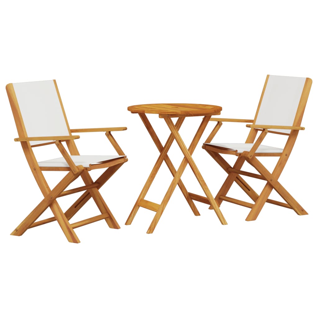 Set da Bistrot 3pz Bianco Crema in Tessuto e Legno Massello