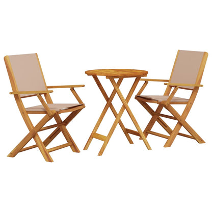 Set da Bistrot 3pz Tortora in Tessuto e Legno Massello