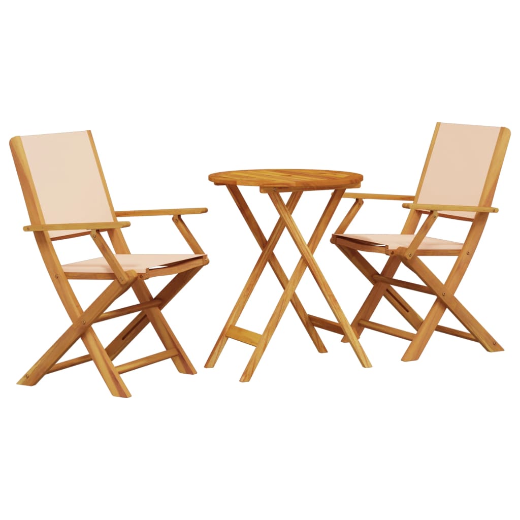 Set da Bistrot 3pz Beige in Tessuto e Legno Massello