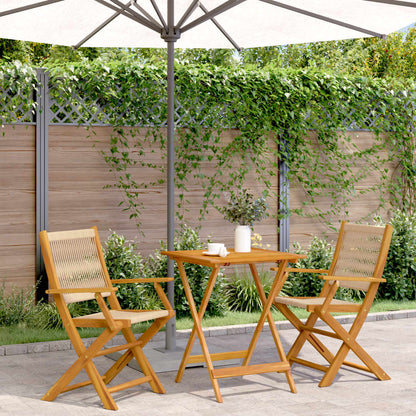 Set da Bistrot 3pz Beige in Polipropilene e Legno Massello