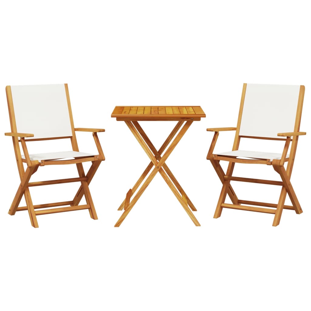 Set da Bistrot 3pz Bianco Crema in Tessuto e Legno Massello