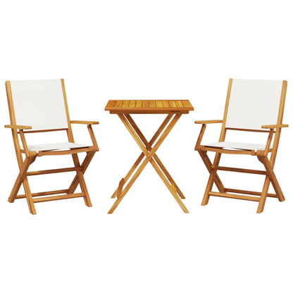 Set da Bistrot 3pz Bianco Crema in Tessuto e Legno Massello