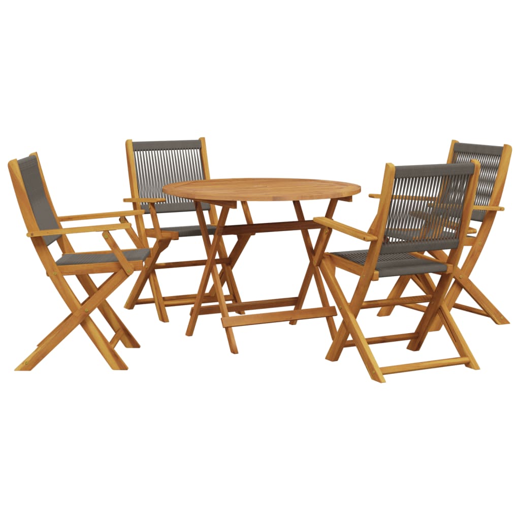 Set da Pranzo da Giardino 5 pz Polipropilene e Legno Massello