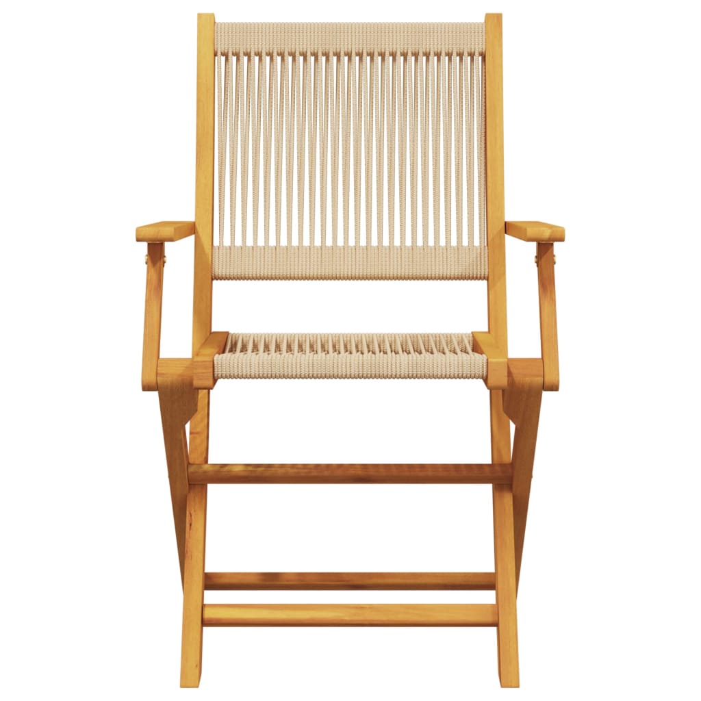 Set Pranzo da Giardino 5 pz Beige Polipropilene/ Legno Massello