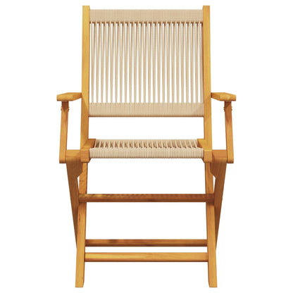 Set Pranzo da Giardino 5 pz Beige Polipropilene/ Legno Massello