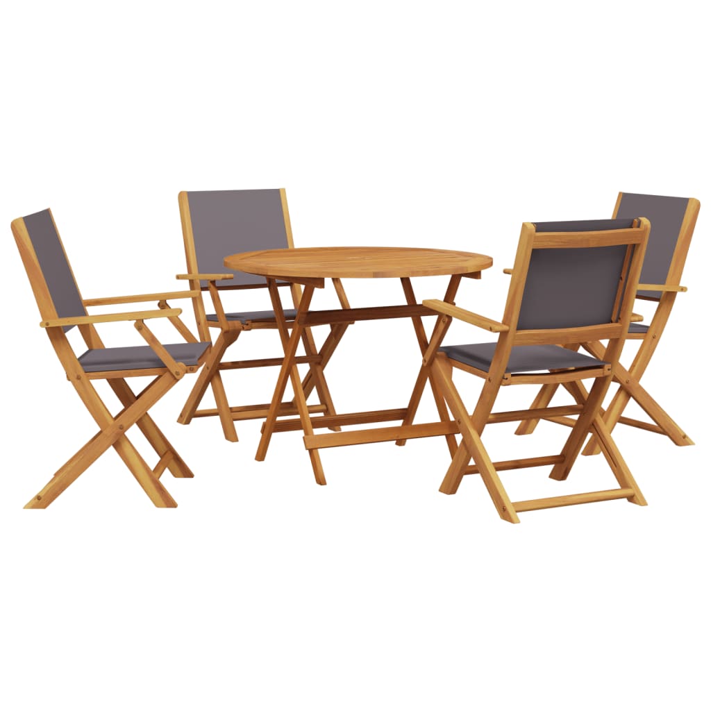 Set Pranzo da Giardino 5pz Antracite Tessuto e Legno Massello