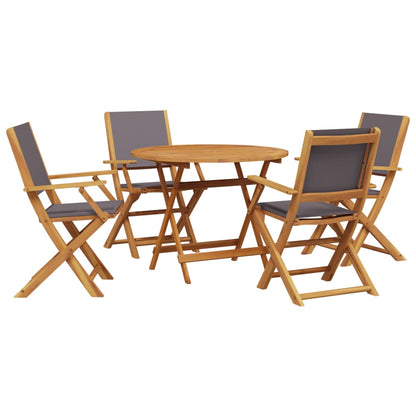 Set Pranzo da Giardino 5pz Antracite Tessuto e Legno Massello