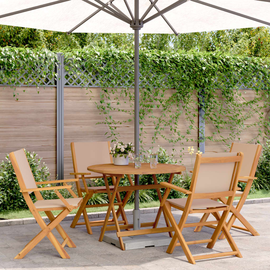 Set da Pranzo da Giardino 5 pz Tortora Tessuto e Legno Massello