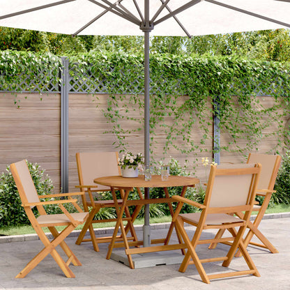 Set da Pranzo da Giardino 5 pz Tortora Tessuto e Legno Massello
