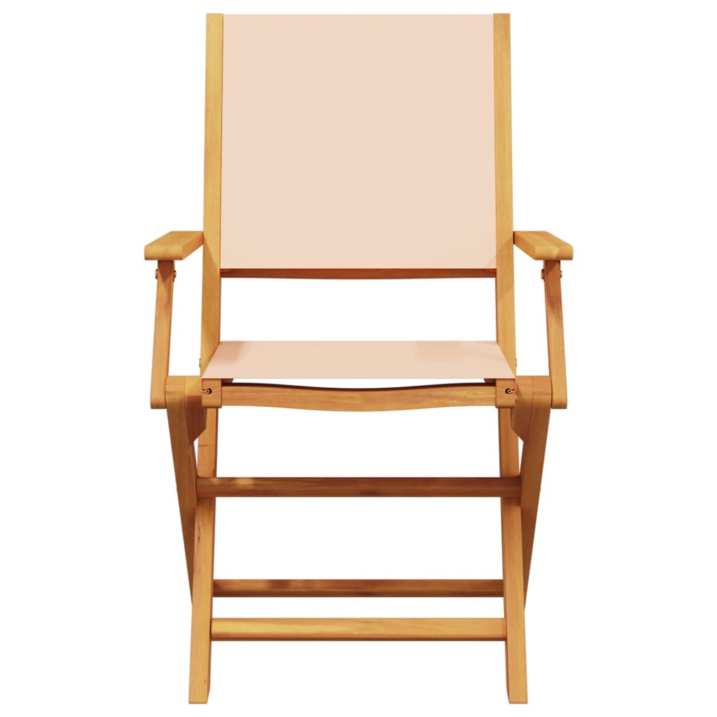 Set Pranzo da Giardino 5 pz Beige in Tessuto e Legno Massello