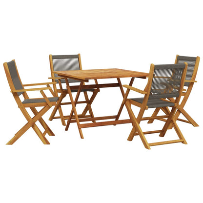 Set da Pranzo da Giardino 5 pz Polipropilene e Legno Massello
