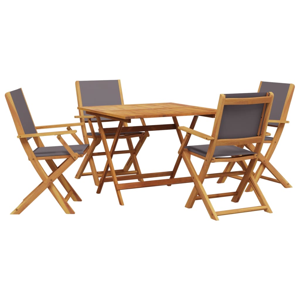 Set Pranzo da Giardino 5pz Antracite Tessuto e Legno Massello