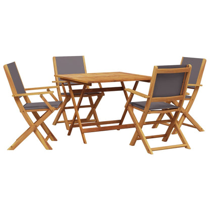 Set Pranzo da Giardino 5pz Antracite Tessuto e Legno Massello