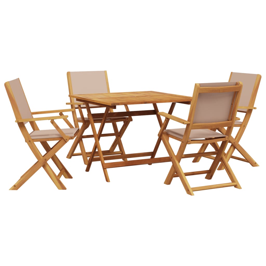 Set da Pranzo da Giardino 5 pz Tortora Tessuto e Legno Massello
