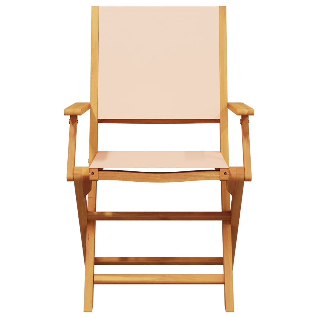 Set Pranzo da Giardino 5 pz Beige in Tessuto e Legno Massello