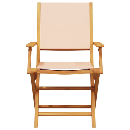 Set Pranzo da Giardino 5 pz Beige in Tessuto e Legno Massello