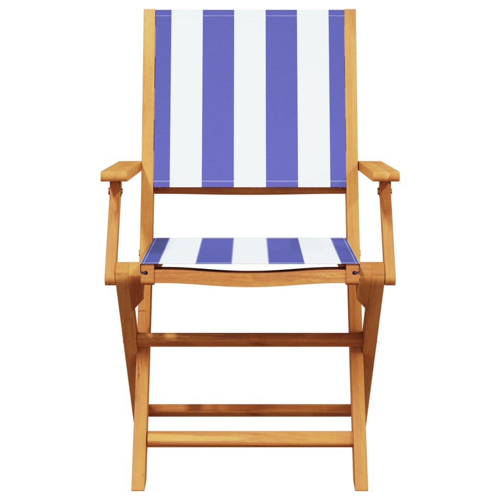 Set Pranzo Giardino 5pz Blu e Bianco Tessuto e Legno Massello