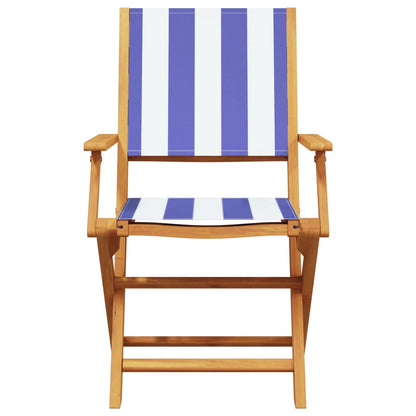 Set Pranzo Giardino 5pz Blu e Bianco Tessuto e Legno Massello