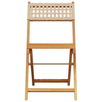 Set da Bistrot 3 pz Beige in Polyrattan e Legno Massello