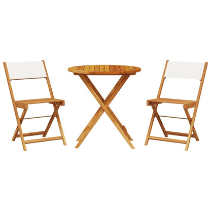 Set da Bistrot 3pz Bianco Crema in Tessuto e Legno Massello