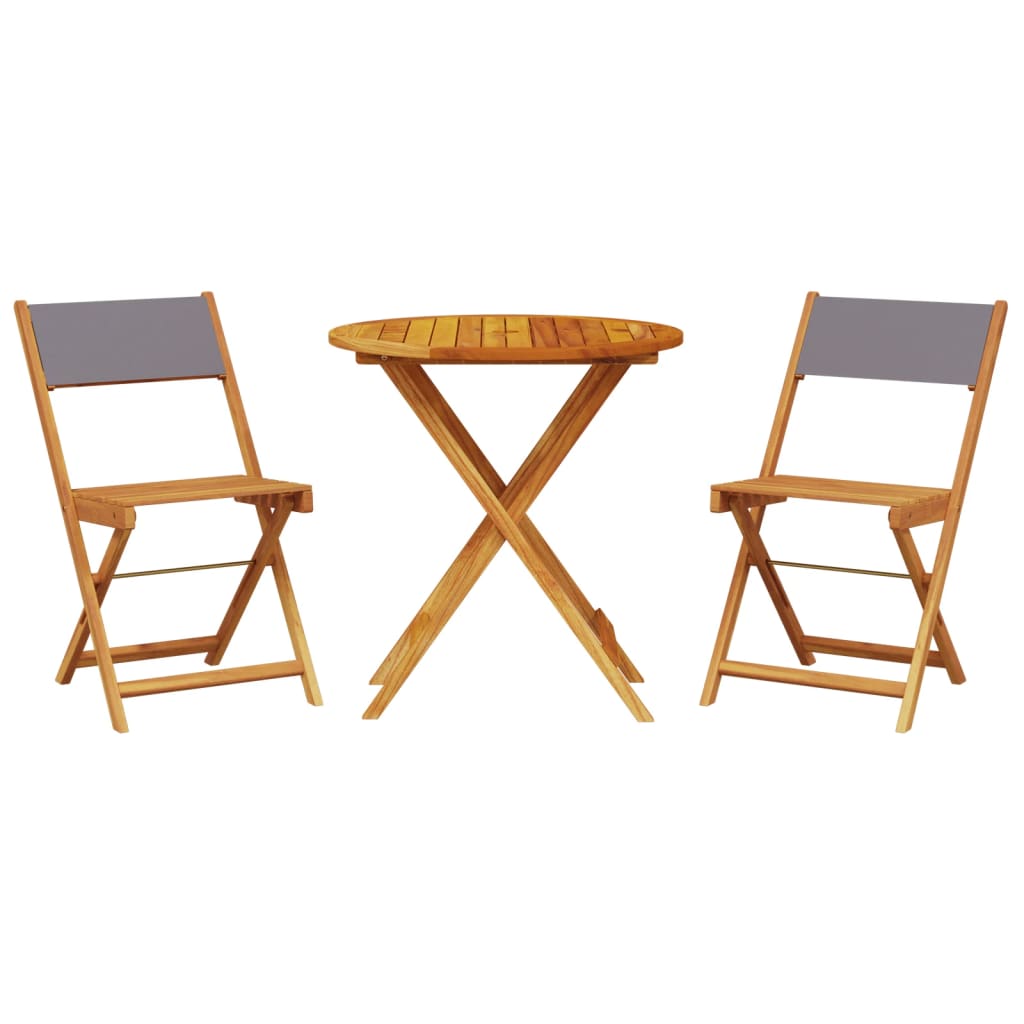 Set da Bistrot 3pz Antracite in Tessuto e Legno Massello