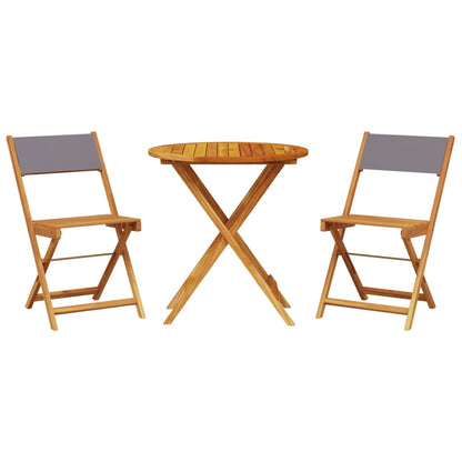 Set da Bistrot 3pz Antracite in Tessuto e Legno Massello