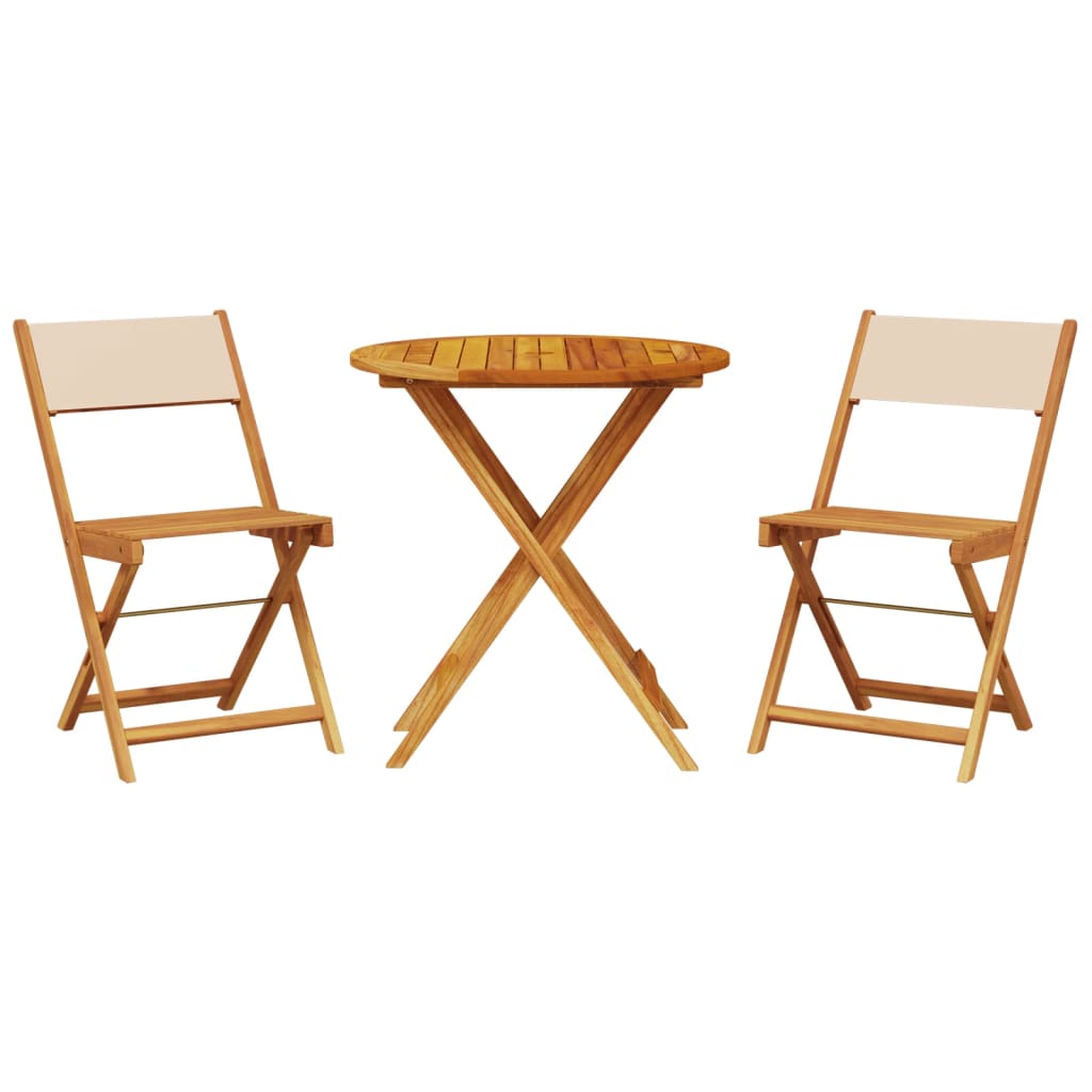 Set da Bistrot 3pz Beige in Tessuto e Legno Massello