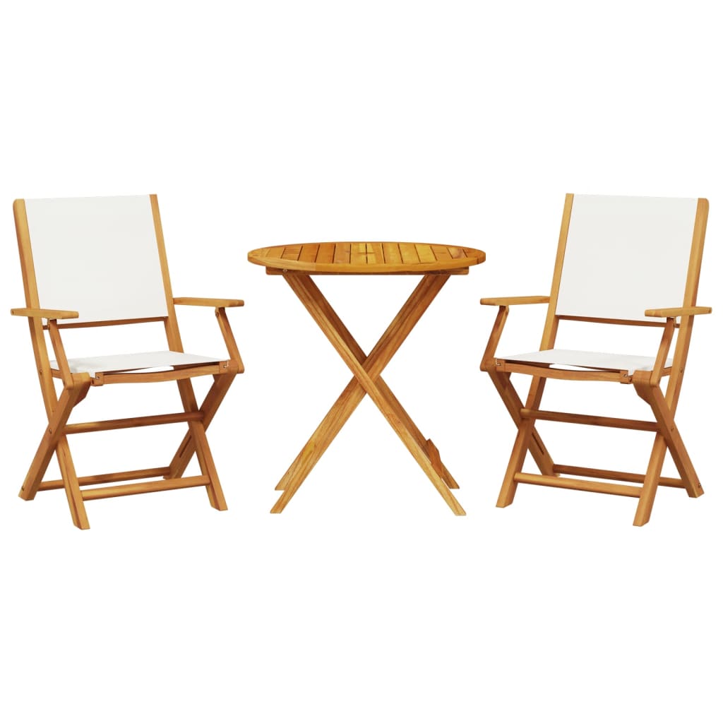 Set da Bistrot 3pz Bianco Crema in Tessuto e Legno Massello
