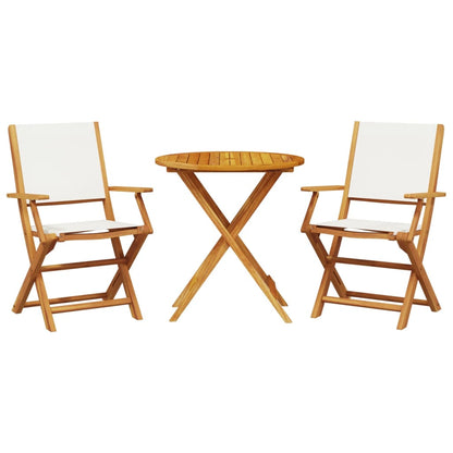 Set da Bistrot 3pz Bianco Crema in Tessuto e Legno Massello