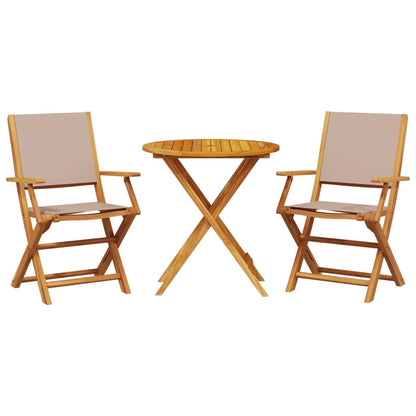 Set da Bistrot 3pz Tortora in Tessuto e Legno Massello