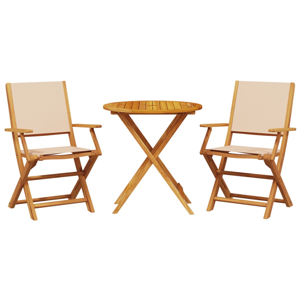 Set da Bistrot 3pz Beige in Tessuto e Legno Massello