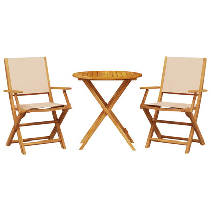 Set da Bistrot 3pz Beige in Tessuto e Legno Massello