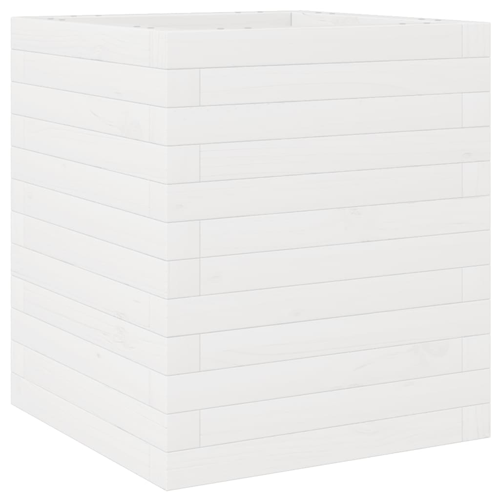Fioriera da Giardino Bianca 40x40x46 cm Legno Massello di Pino