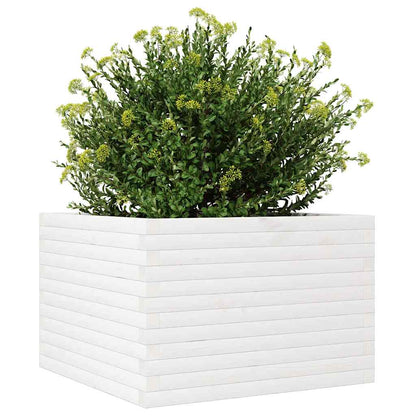 Fioriera da Giardino Bianca 70x70x46 cm Legno Massello di Pino