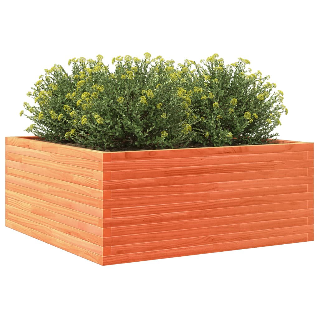 Fioriera Giardino Marrone Cera 110x110x46cm Legno Massello Pino
