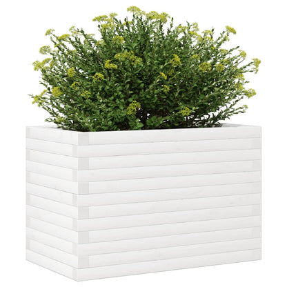 Fioriera da Giardino Bianca 70x40x46 cm Legno Massello di Pino
