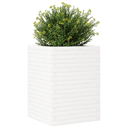 Fioriera da Giardino Bianca 50x50x68,5cm Legno Massello di Pino