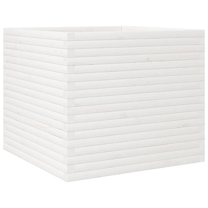Fioriera da Giardino Bianca 80x80x68,5cm Legno Massello di Pino