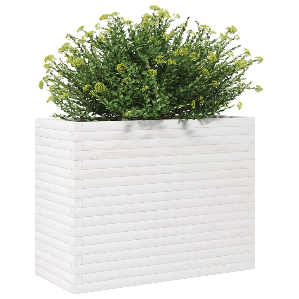 Fioriera da Giardino Bianca 90x40x68,5cm Legno Massello di Pino