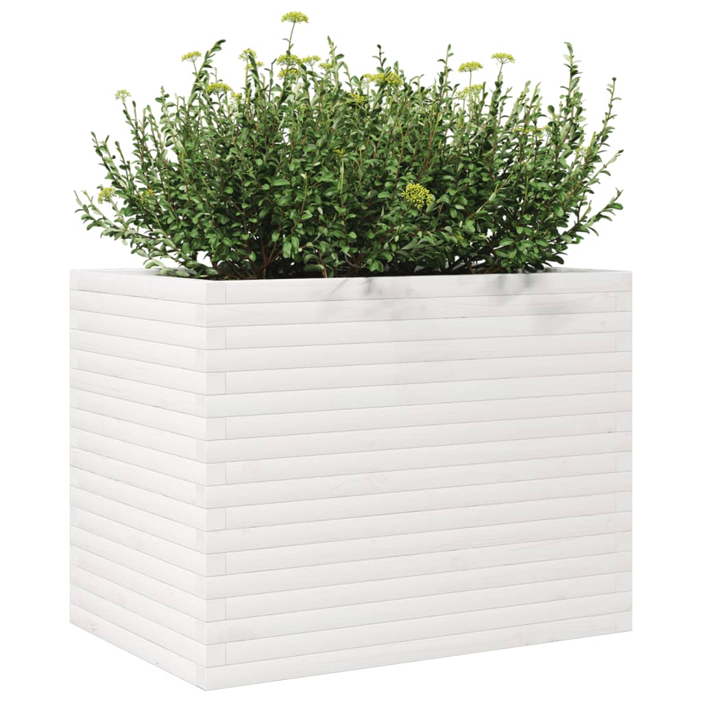 Fioriera da Giardino Bianca 90x60x68,5cm Legno Massello di Pino