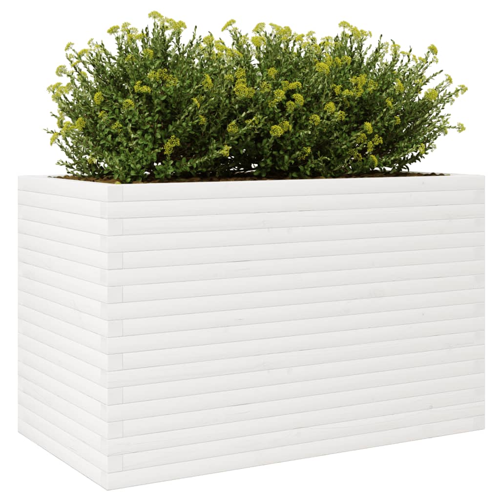 Fioriera da Giardino Bianca 110x60x68,5 cm Legno Massello Pino