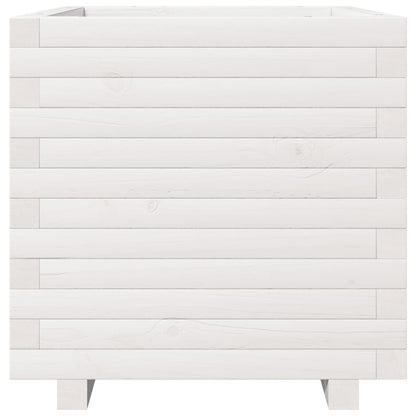 Fioriera da Giardino Bianca 50x50x49,5cm Legno Massello di Pino