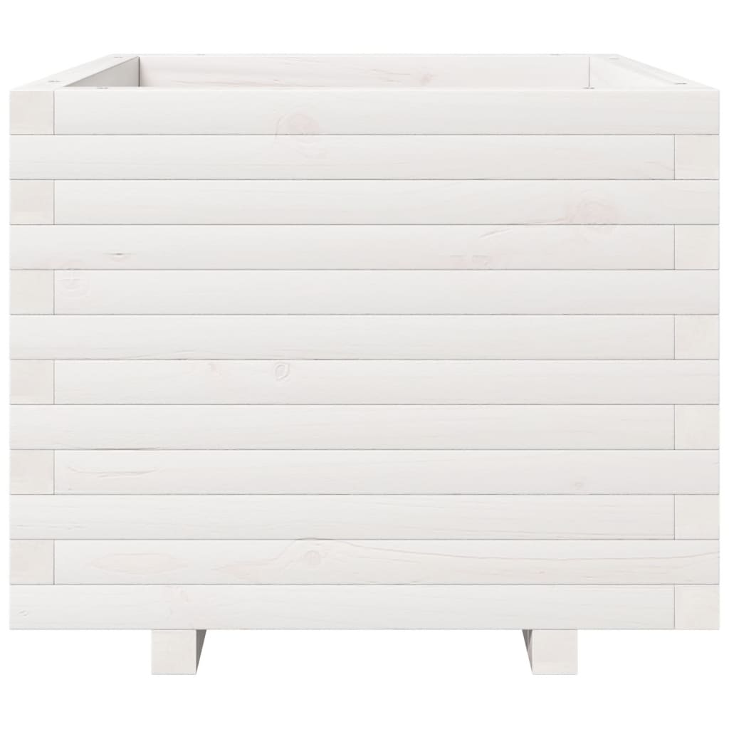 Fioriera da Giardino Bianca 60x60x49,5cm Legno Massello di Pino