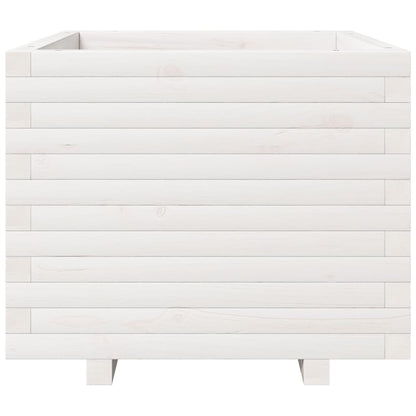 Fioriera da Giardino Bianca 60x60x49,5cm Legno Massello di Pino