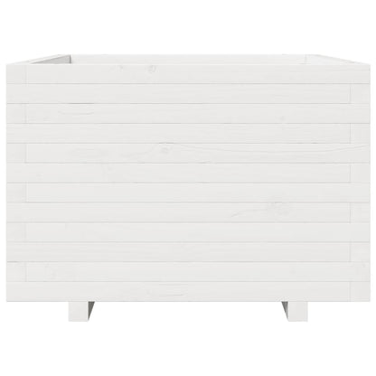 Fioriera da Giardino Bianca 70x70x49,5cm Legno Massello di Pino