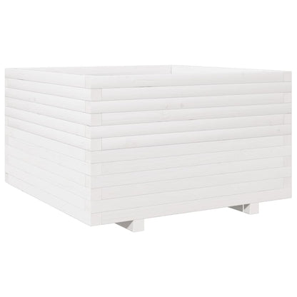 Fioriera da Giardino Bianca 80x80x49,5cm Legno Massello di Pino