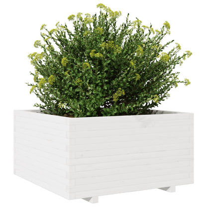 Fioriera da Giardino Bianca 90x90x49,5cm Legno Massello di Pino