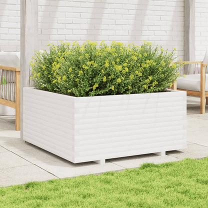 Fioriera da Giardino Bianca 100x100x49,5 Legno Massello di Pino