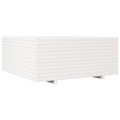 Fioriera da Giardino Bianca 110x110x49,5 cm Legno Massello Pino